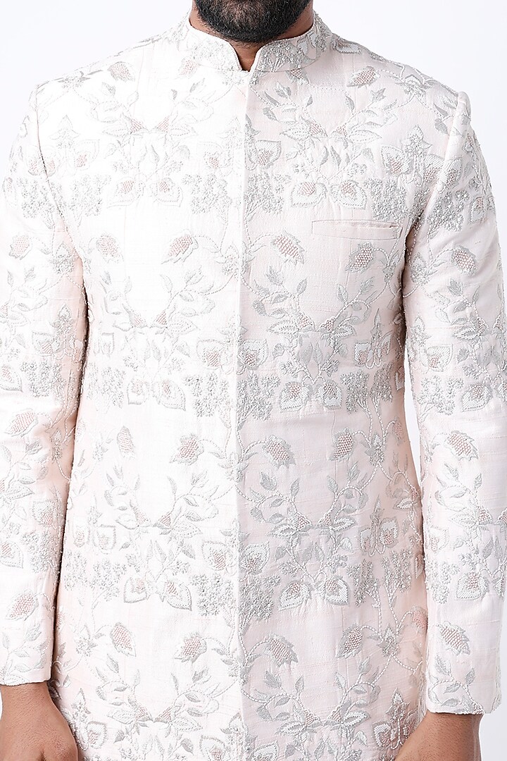 Blush Pink Embroidered Groom Sherwani by Dev R Nil Men at Pernia's Pop Up Shop