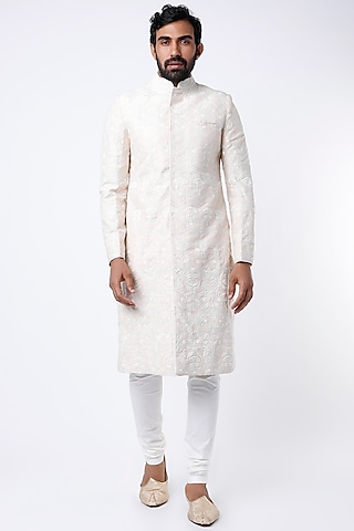 Off-White Floral Sherwani by Dev R Nil Men