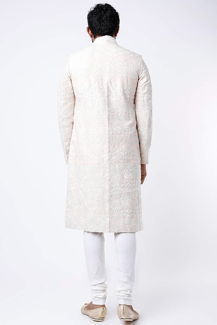 Off-White Floral Groom Sherwani by Dev R Nil Men at Pernia's Pop Up Shop