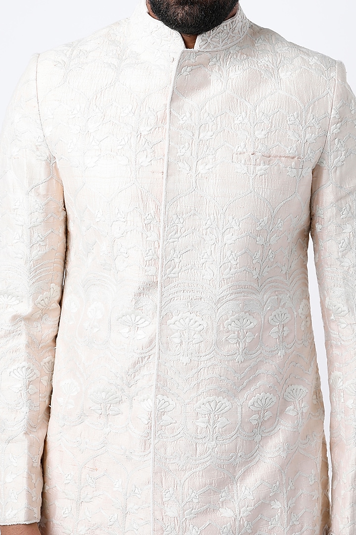 Off-White Floral Groom Sherwani by Dev R Nil Men at Pernia's Pop Up Shop