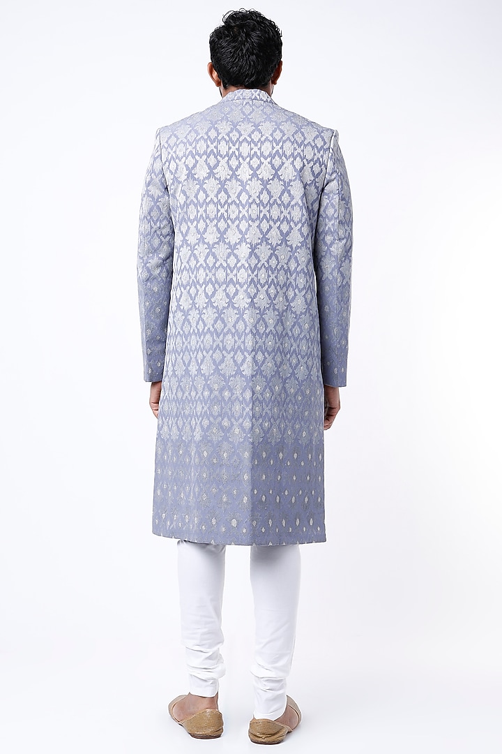 Grey Aari Embroidered Groom Sherwani by Dev R Nil Men at Pernia's Pop Up Shop