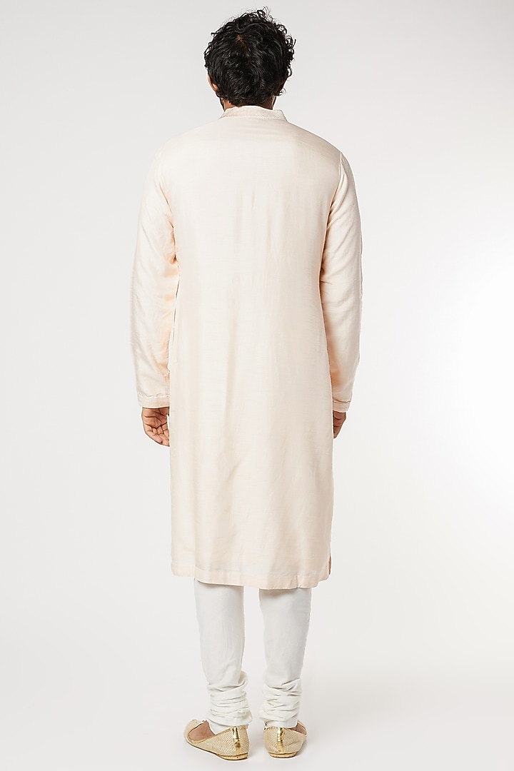 Light Peach Thread Embroidered Kurta by Dev R Nil Men at Pernia's Pop Up Shop