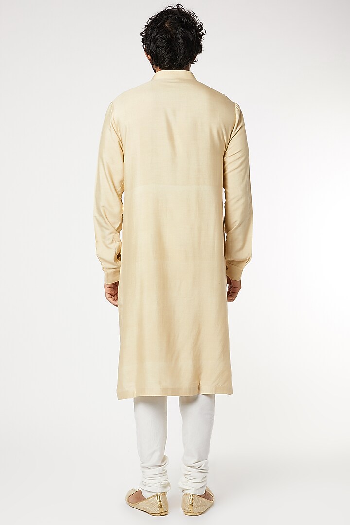 Pale Yellow Cotton Silk Kurta by Dev R Nil Men at Pernia's Pop Up Shop