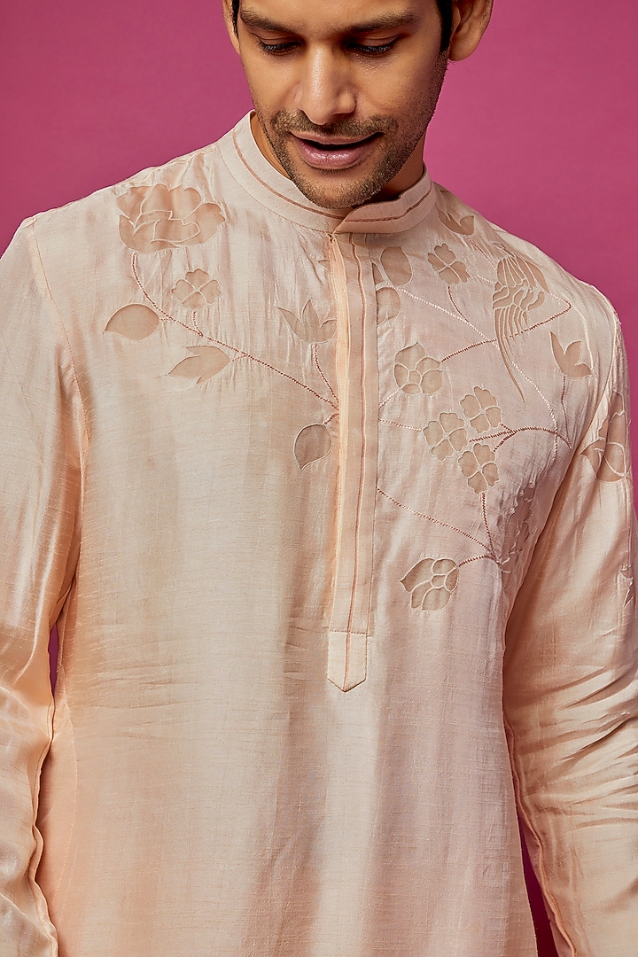 Pink Dola Silk Kurta by Dev R Nil Men at Pernia's Pop Up Shop