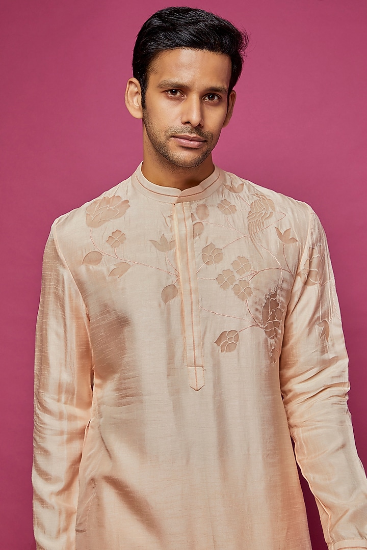 Pink Dola Silk Kurta by Dev R Nil Men at Pernia's Pop Up Shop