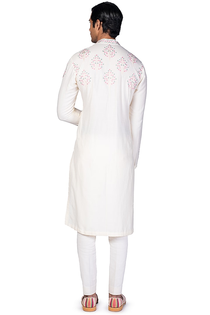 Off-White Kurta Set With Bundi Jacket by Dev R Nil Men at Pernia's Pop Up Shop