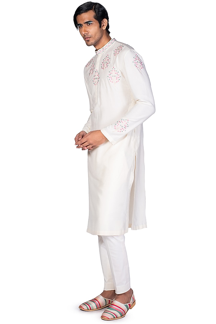 Off-White Kurta Set With Bundi Jacket by Dev R Nil Men at Pernia's Pop Up Shop