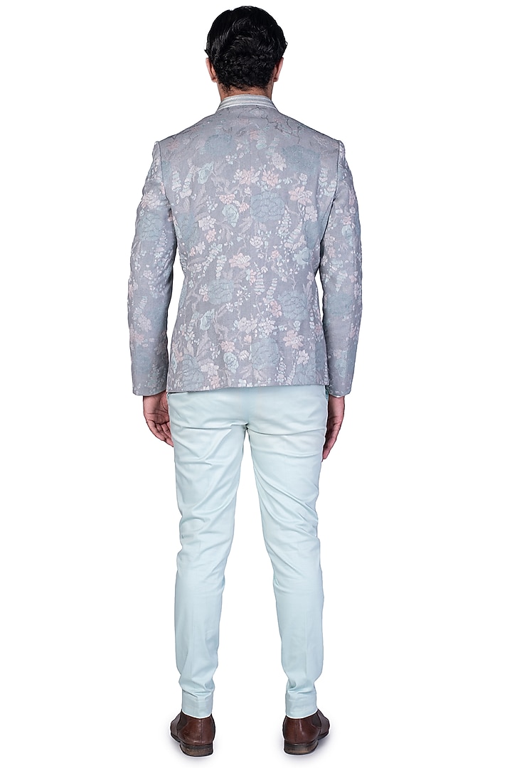 Mint Pant Set With Khadi Groom Bandhgala Jacket by Dev R Nil Men at Pernia's Pop Up Shop