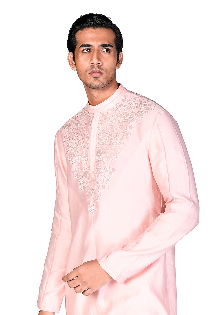 Pink Embroidered Kurta Set by Dev R Nil Men at Pernia's Pop Up Shop