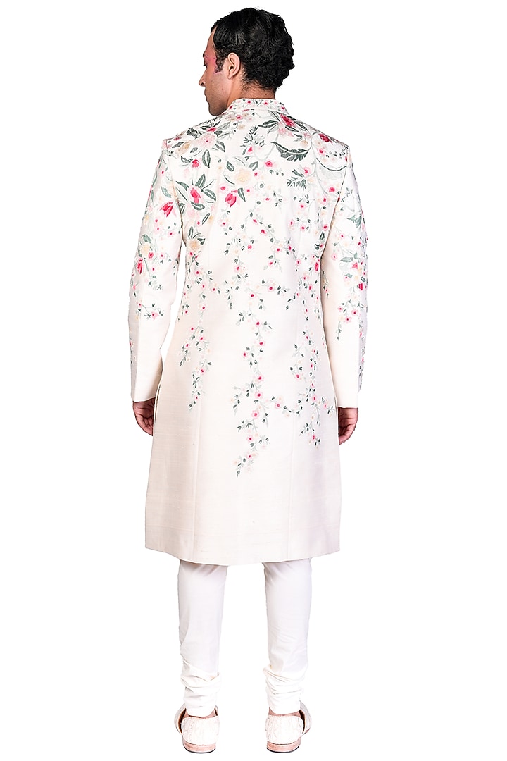 Off White Embroidered Groom Sherwani by Dev R Nil Men at Pernia's Pop Up Shop