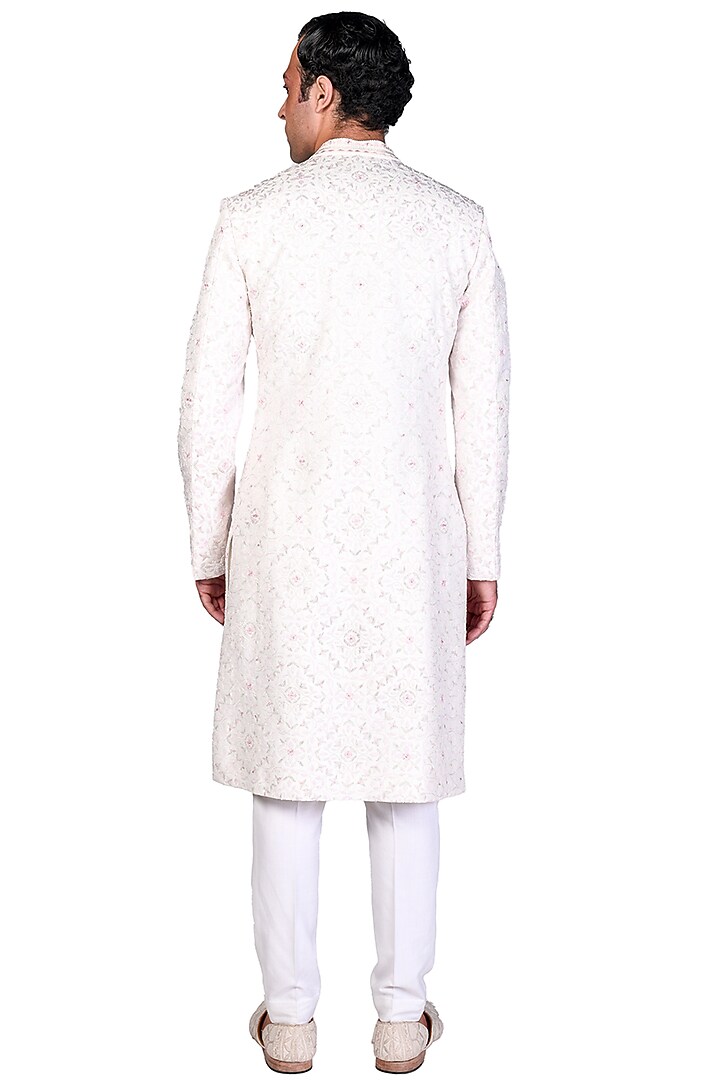 Off White Jaal Embroidered Groom Sherwani by Dev R Nil Men at Pernia's Pop Up Shop