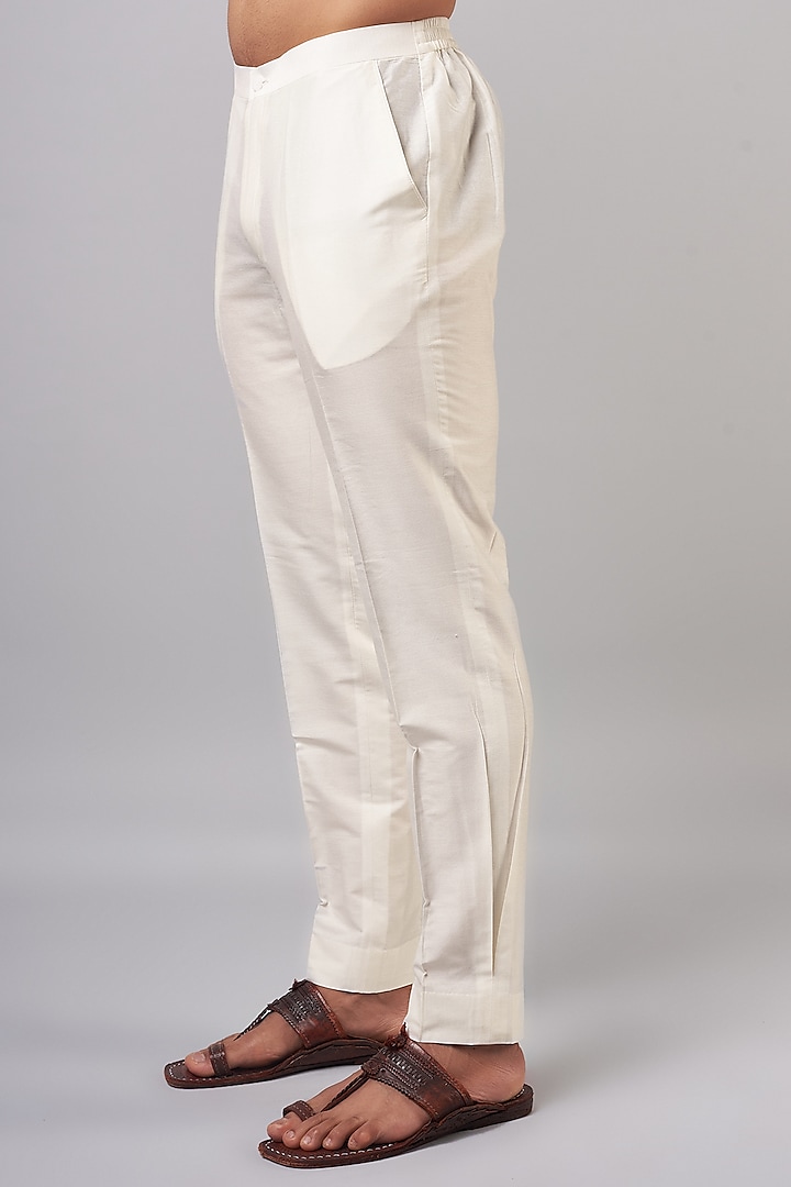 Ivory Cotton Silk Blend Kurta Set by Devnaagri Men at Pernia's Pop Up Shop