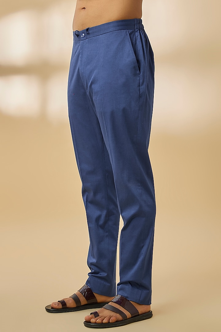 Blue Chanderi Silk Kurta Set by Devnaagri Men at Pernia's Pop Up Shop