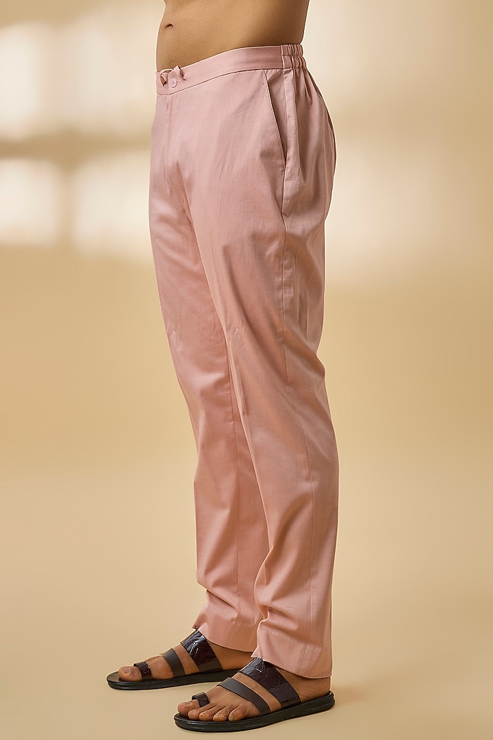 Blush Pink Chanderi Silk Kurta Set by Devnaagri Men at Pernia's Pop Up Shop