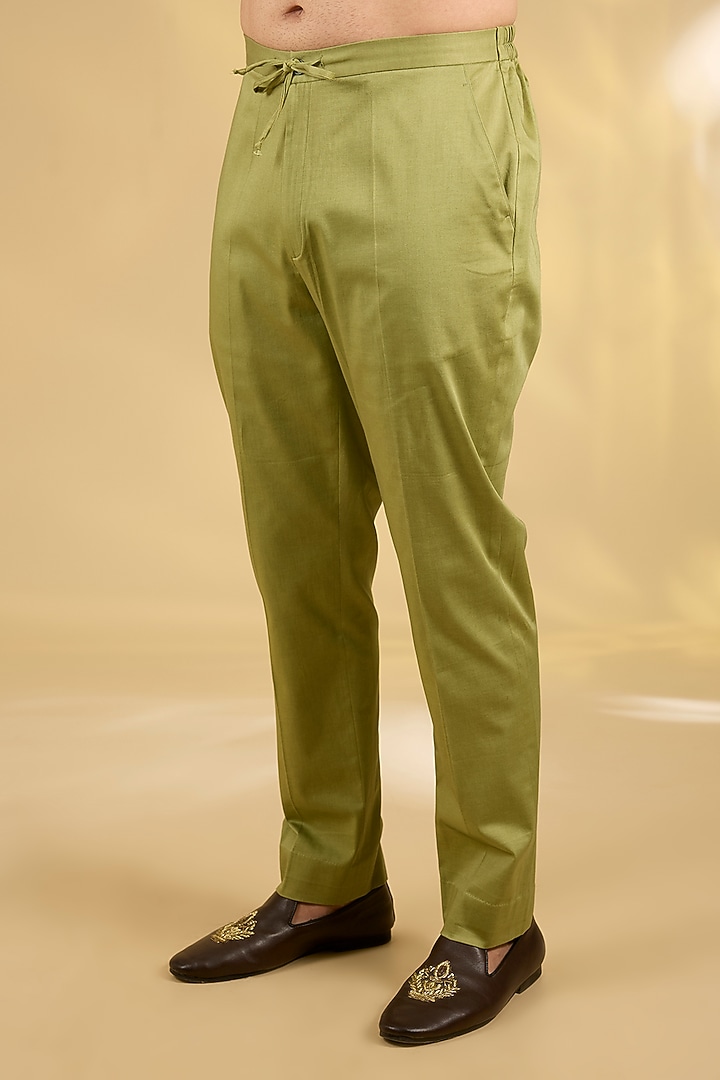 Pista Green Cotton Silk Kurta Set by Devnaagri Men at Pernia's Pop Up Shop