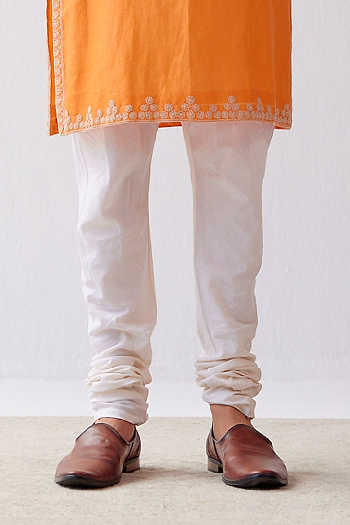 Orange Embroidered Kurta Set by Devnaagri Men at Pernia's Pop Up Shop