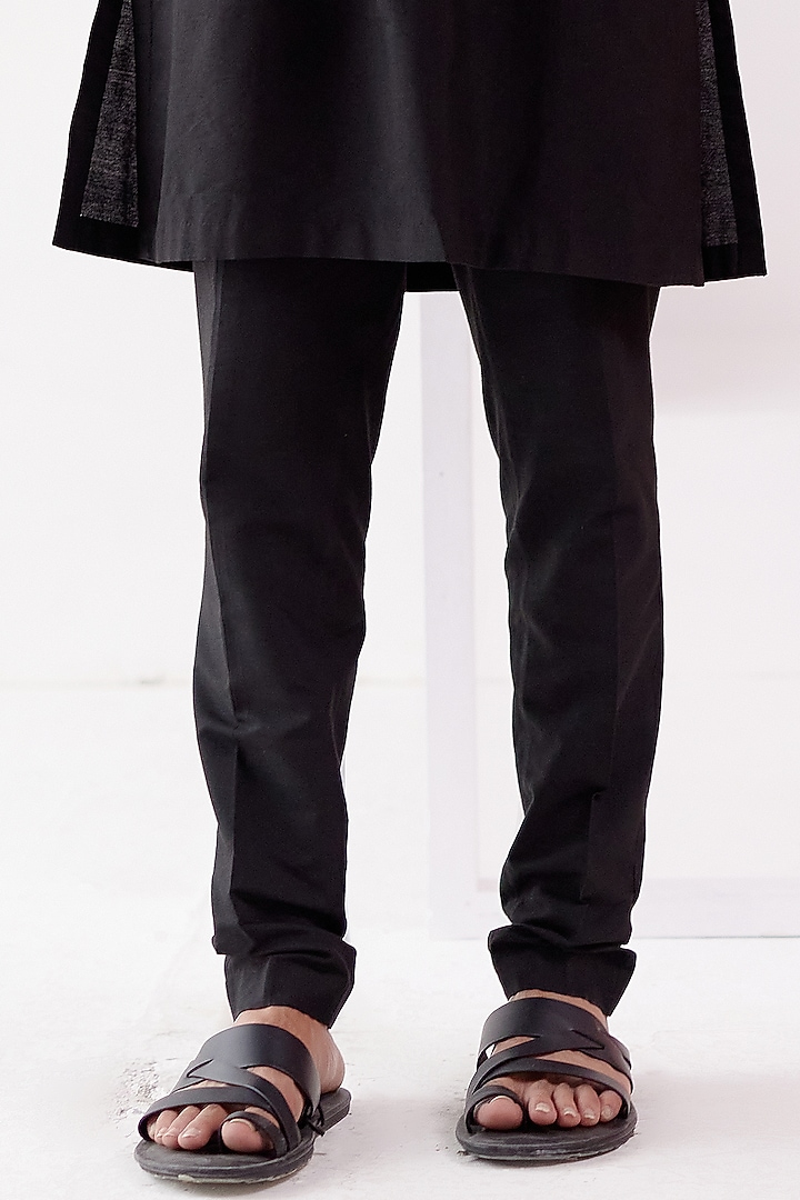 Black Cotton Silk Blend Bundi Jacket Set by Devnaagri Men at Pernia's Pop Up Shop