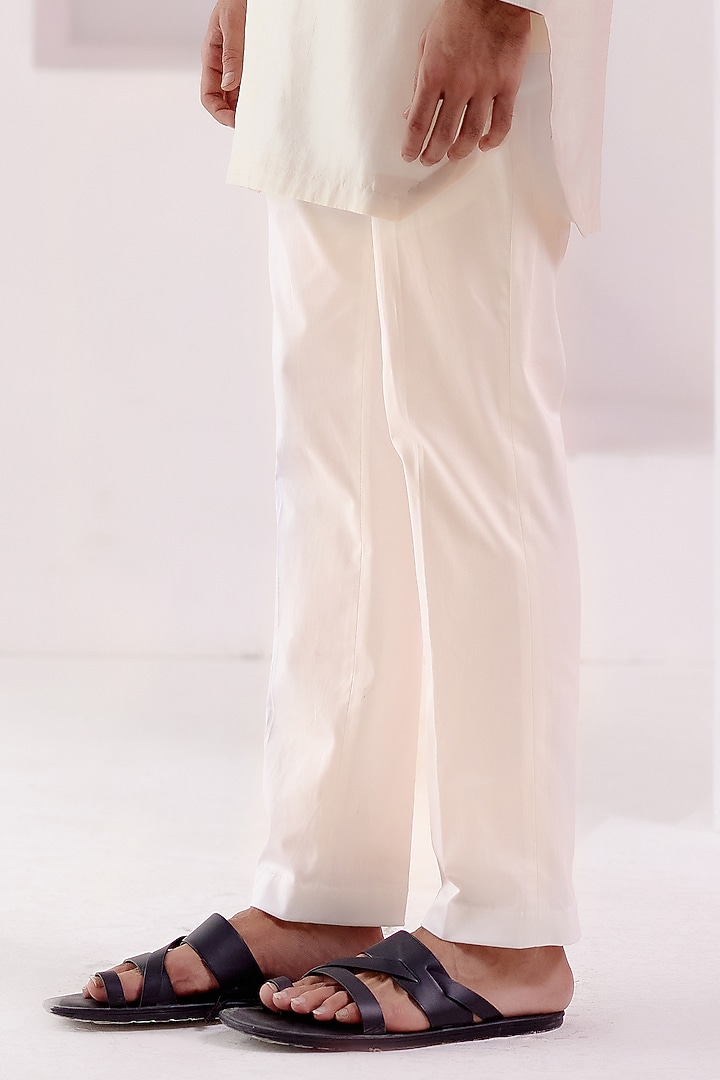 Ivory Silk Chanderi Dori Embroidered Kurta Set by Devnaagri Men at Pernia's Pop Up Shop