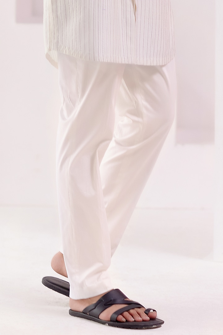 Ivory Cotton Silk Blend Kurta Set by Devnaagri Men at Pernia's Pop Up Shop
