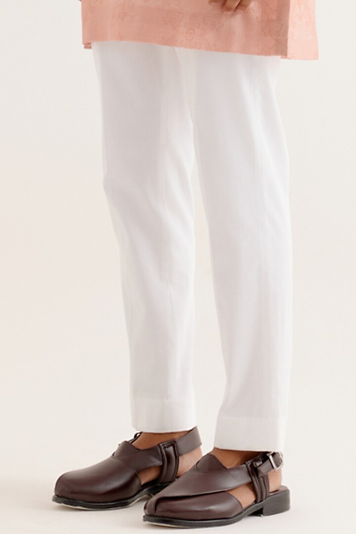 Blush Pink Silk Chanderi Dori Embroidered Kurta Set by Devnaagri Men at Pernia's Pop Up Shop