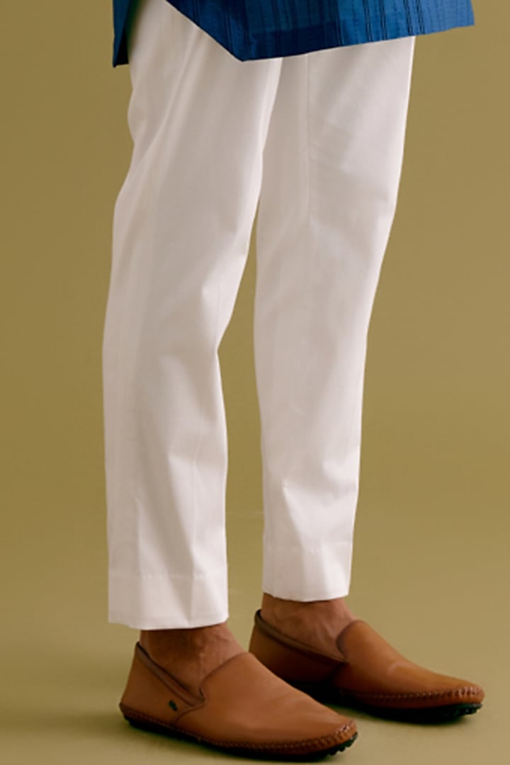 Royal Blue Cotton Silk Blend Dori Embroidered Kurta Set by Devnaagri Men at Pernia's Pop Up Shop