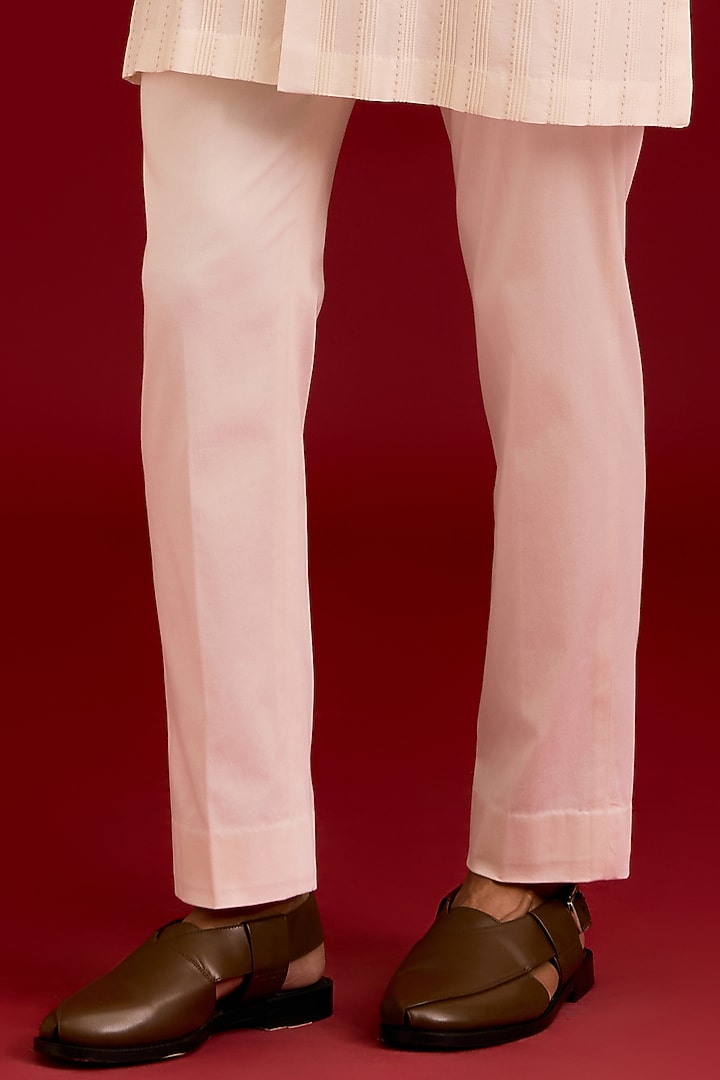 Ivory Cotton Silk Blend Dori Embroidered Kurta Set by Devnaagri Men at Pernia's Pop Up Shop