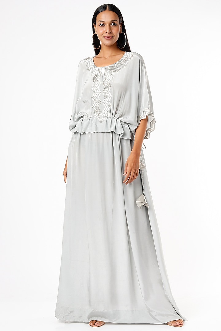 Grey Crepe Kaftan Dress by Dev R Nil at Pernia's Pop Up Shop