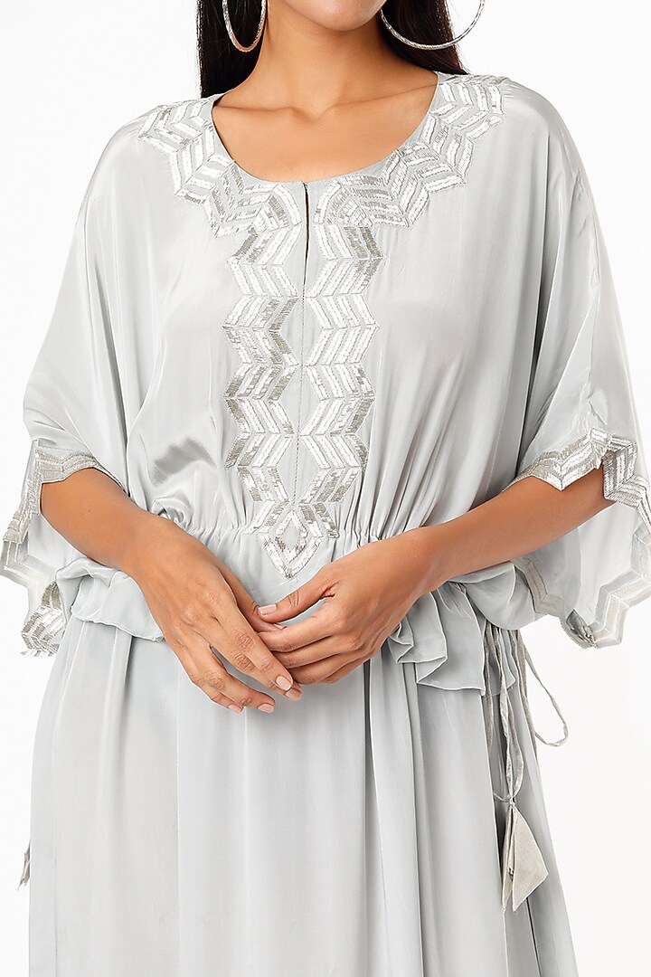Grey Crepe Kaftan Dress by Dev R Nil at Pernia's Pop Up Shop