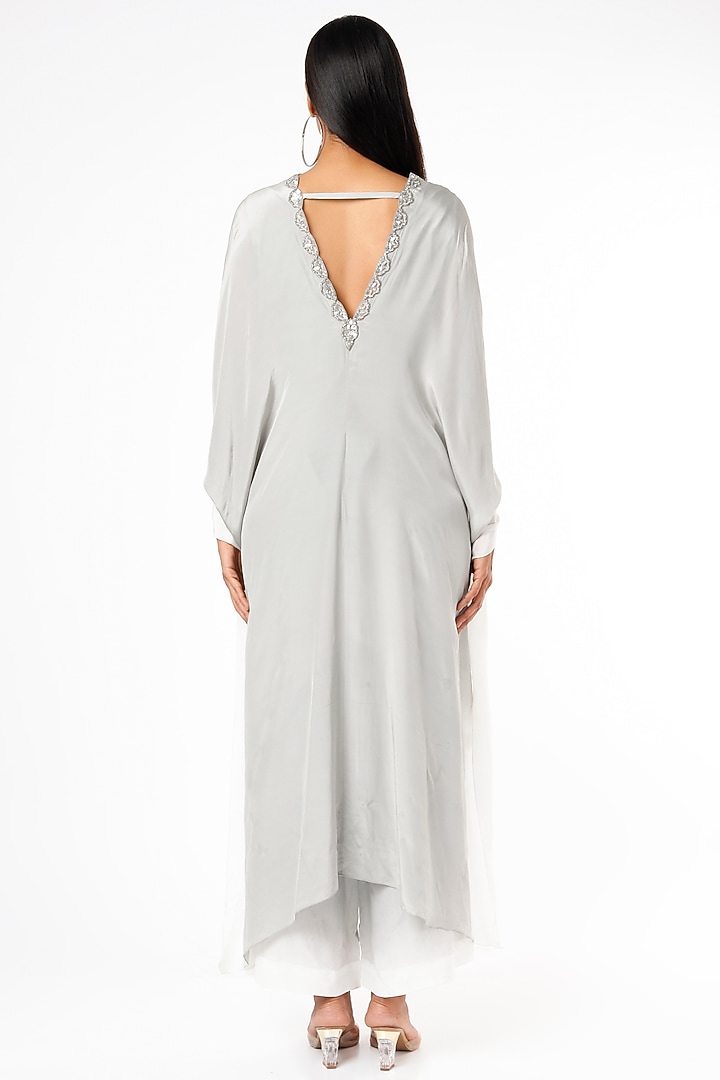 Grey & White Tie-Dyed Knotted Tunic Set by Dev R Nil at Pernia's Pop Up Shop