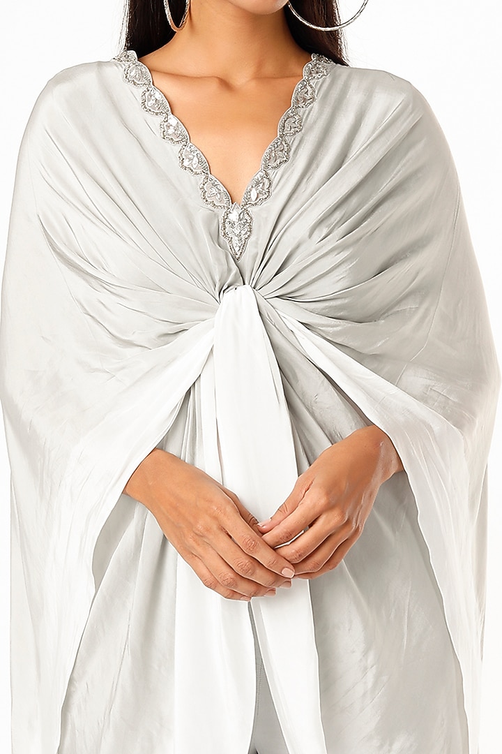 Grey & White Tie-Dyed Knotted Tunic Set by Dev R Nil at Pernia's Pop Up Shop