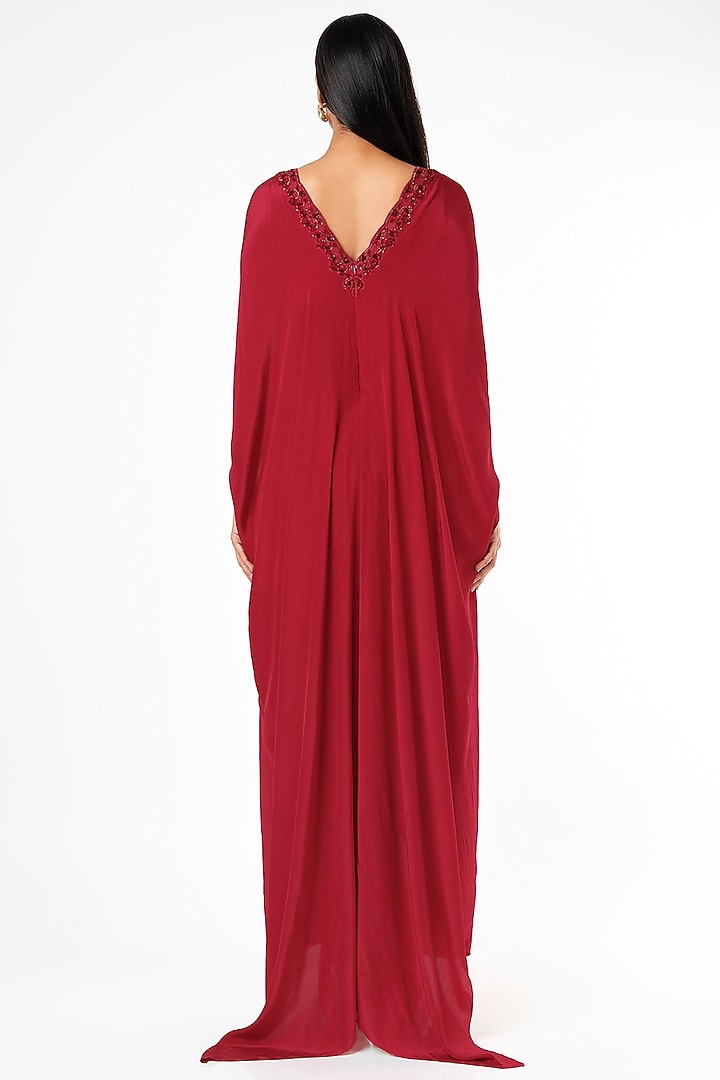 Fiery Red Embroidered Knotted Vacation Dress by Dev R Nil at Pernia's Pop Up Shop