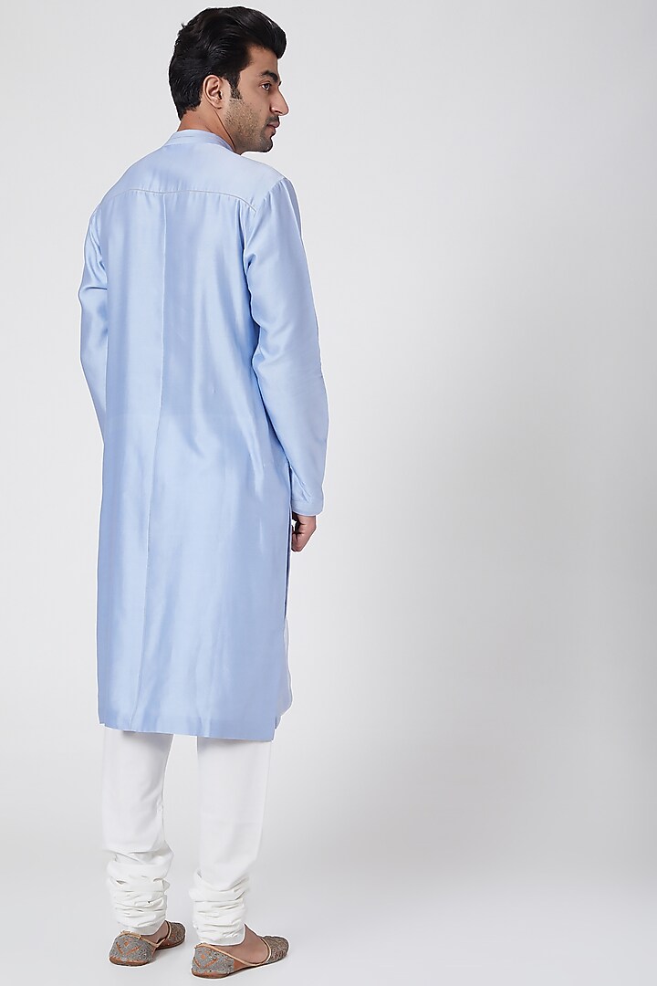 Sky Blue Embroidered Kurta by Dev R Nil Men at Pernia's Pop Up Shop