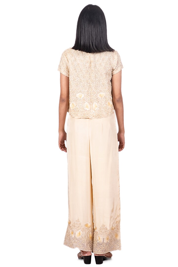 Cream Embroidered Pant Set by Dev R Nil at Pernia's Pop Up Shop