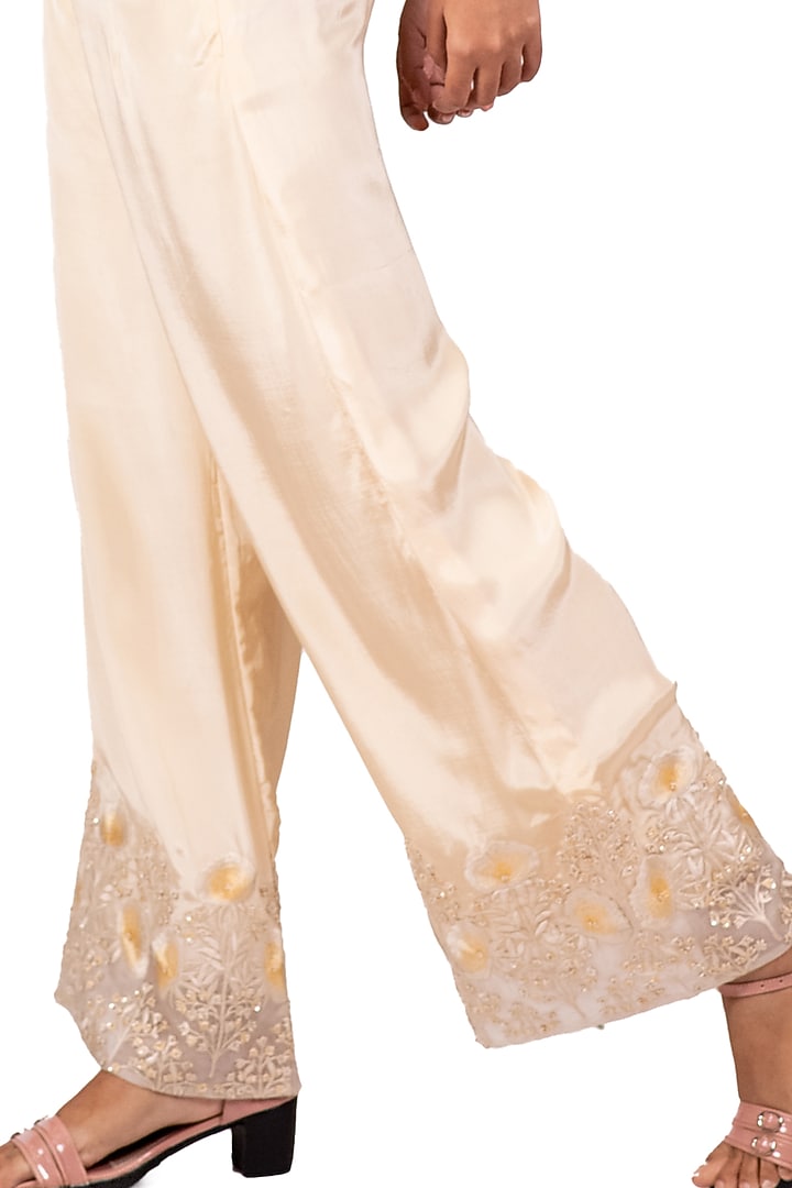 Cream Embroidered Pant Set by Dev R Nil at Pernia's Pop Up Shop