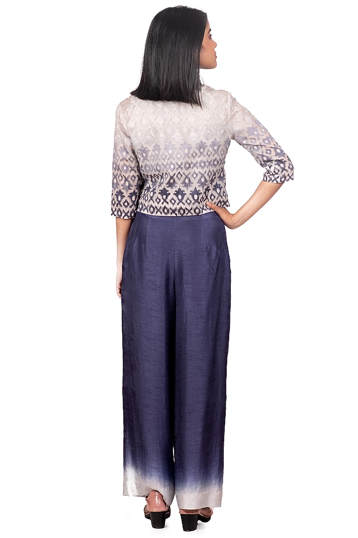 Grey Ombre Embroidered Cropped Jacket Set by Dev R Nil at Pernia's Pop Up Shop