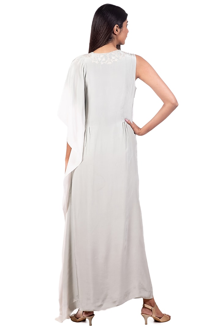 Grey & White Tie-Dyed Asymmetrical Kaftan by Dev R Nil at Pernia's Pop Up Shop