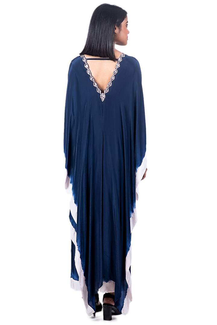 Navy Blue & White Tie-Dyed Knotted Tunic Set by Dev R Nil at Pernia's Pop Up Shop