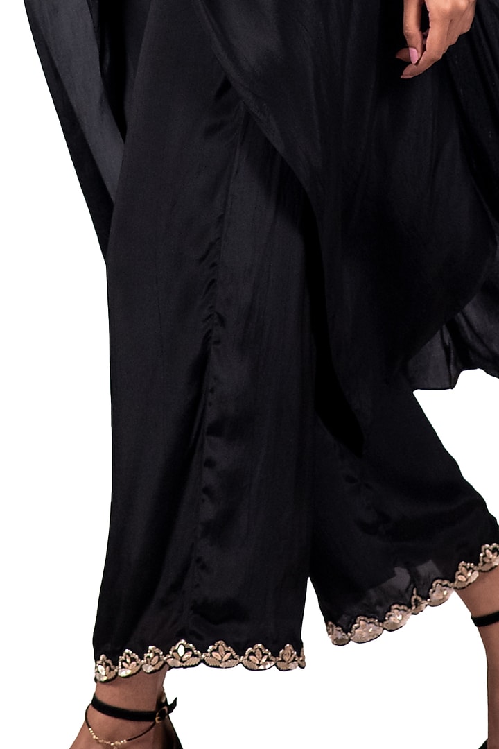 Black Embroidered Knotted Tunic Set by Dev R Nil at Pernia's Pop Up Shop