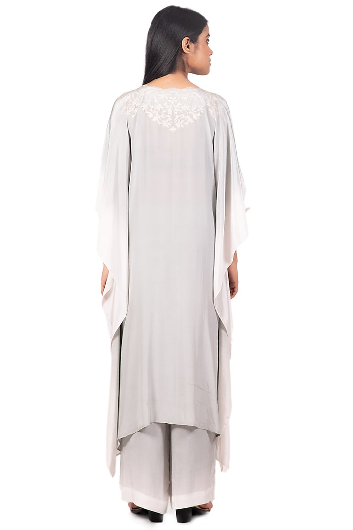 Grey & White Tie-Dyed Kaftan Set by Dev R Nil at Pernia's Pop Up Shop