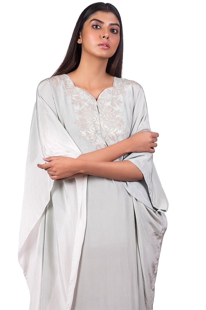 Grey & White Tie-Dyed Kaftan by Dev R Nil at Pernia's Pop Up Shop
