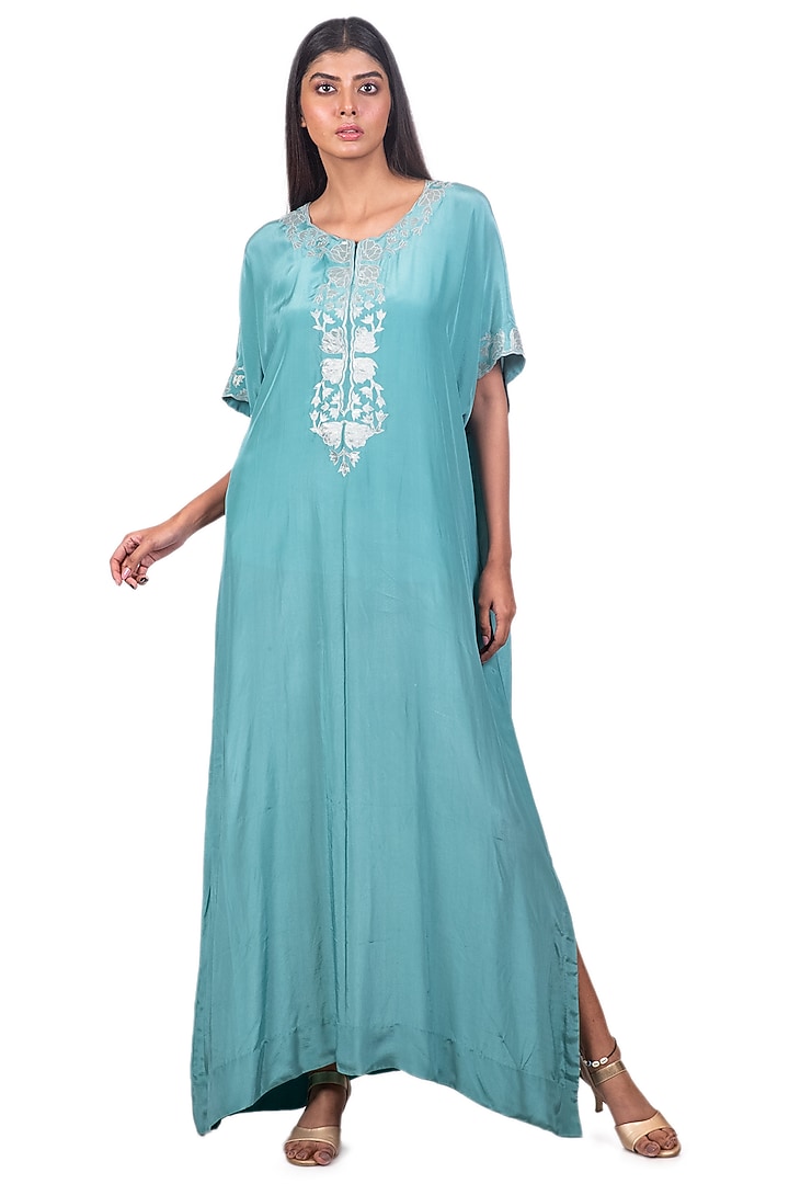 Jade Embroidered Kaftan by Dev R Nil at Pernia's Pop Up Shop