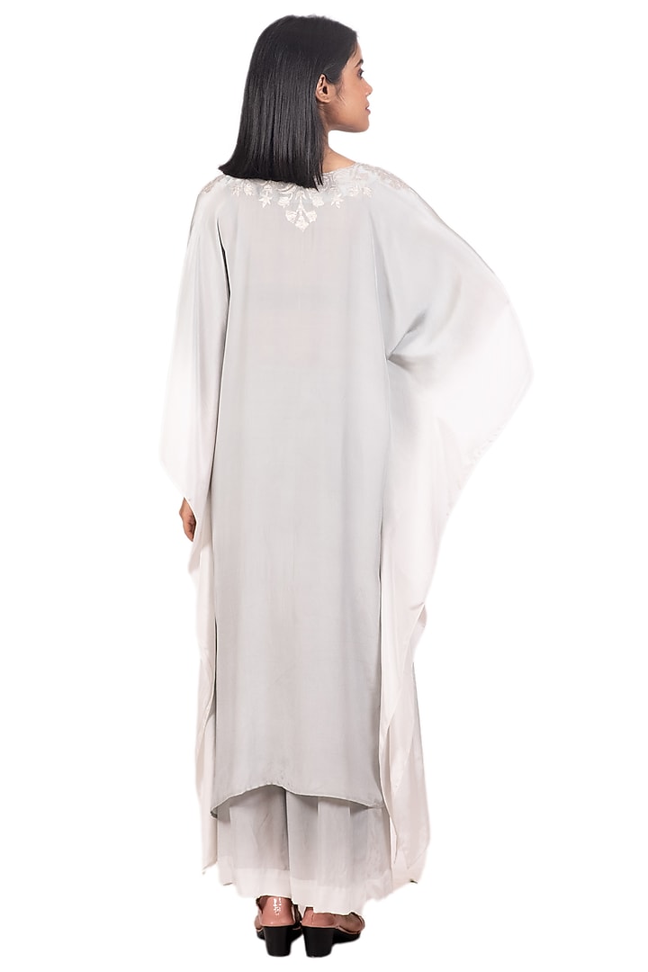 Grey & White Printed Kaftan by Dev R Nil at Pernia's Pop Up Shop