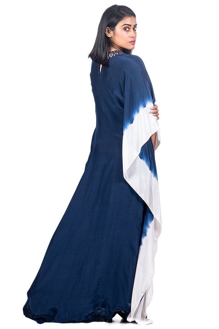 Navy Blue & White Tie-Dyed Kaftan by Dev R Nil at Pernia's Pop Up Shop