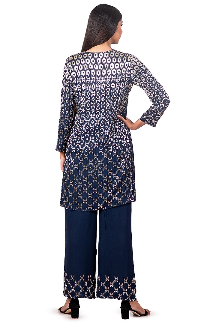 Navy Blue & Black Embroidered Jacket Set by Dev R Nil at Pernia's Pop Up Shop