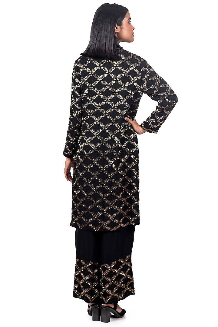 Black Embroidered Jacket Set by Dev R Nil at Pernia's Pop Up Shop