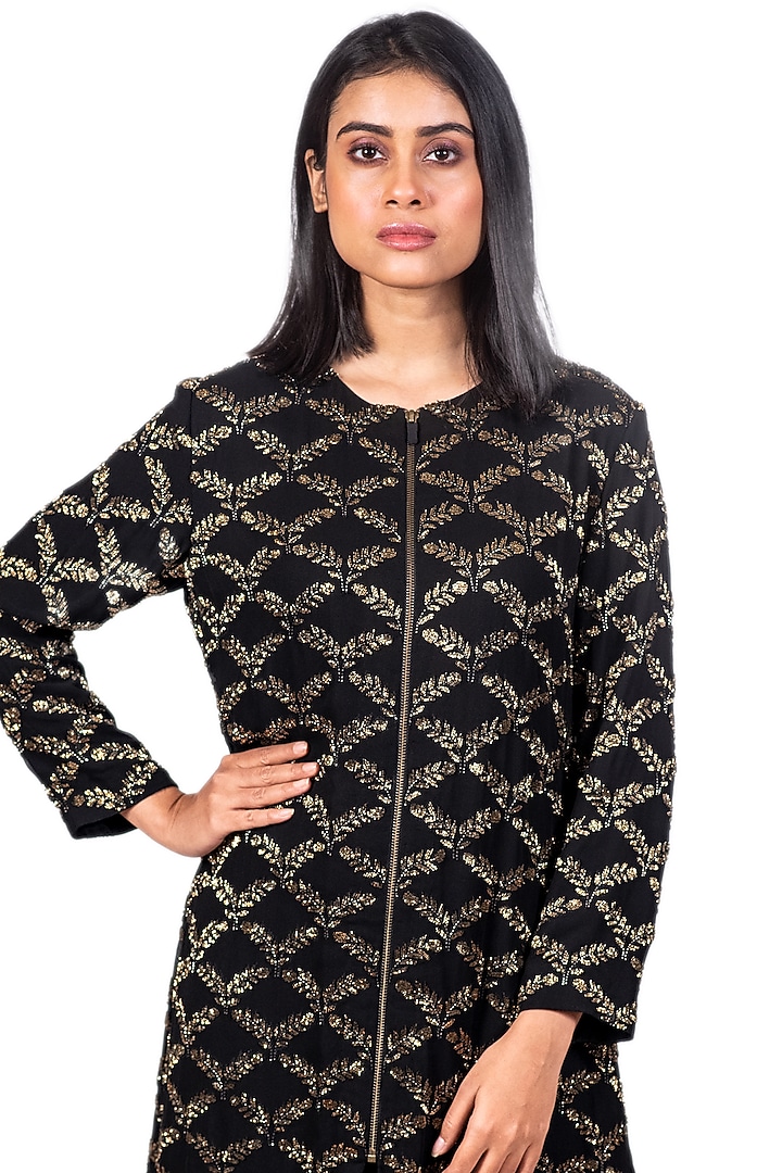 Black Embroidered Jacket Set by Dev R Nil at Pernia's Pop Up Shop