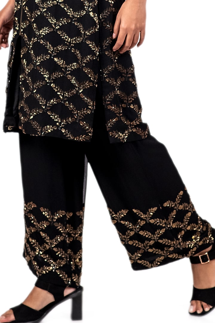 Black Embroidered Jacket Set by Dev R Nil at Pernia's Pop Up Shop