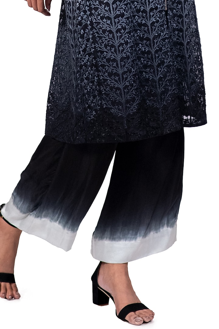 Black & White Ombre Embroidered Jacket Set by Dev R Nil at Pernia's Pop Up Shop