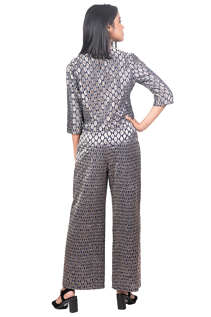 Navy Blue Embroidered Pant Set by Dev R Nil at Pernia's Pop Up Shop