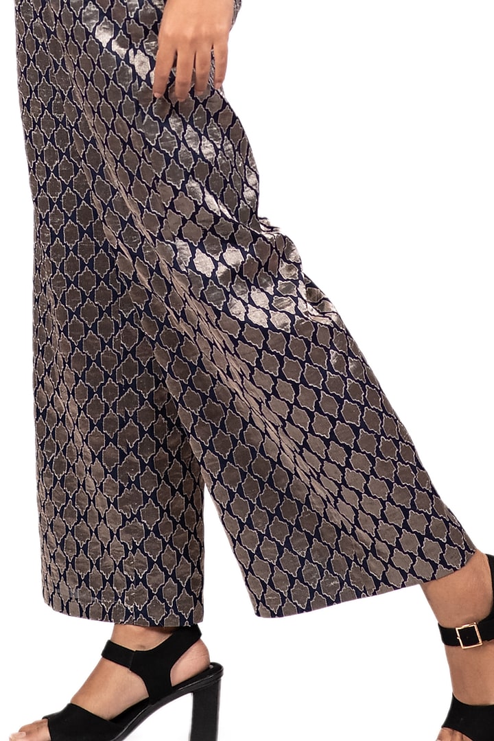 Navy Blue Embroidered Pant Set by Dev R Nil at Pernia's Pop Up Shop